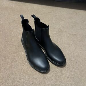 JustFab Black Ankle Rain Boots